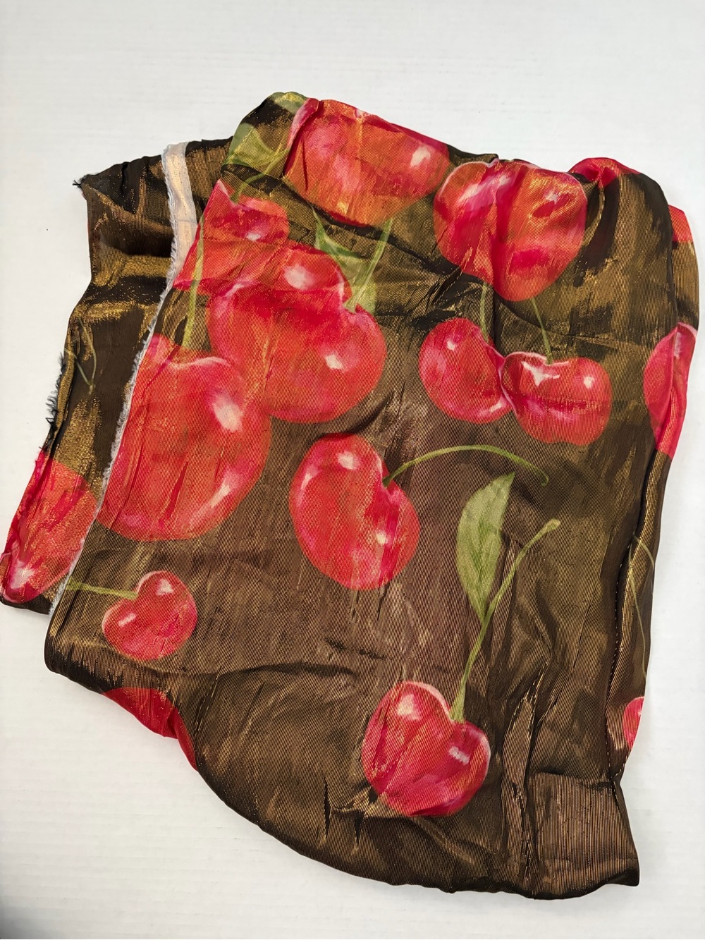 Cherry metallic viscose fabric, 3 yards